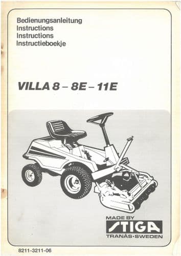 Stiga Lawnmower Villa 8, 8E & 11E Operators Manual