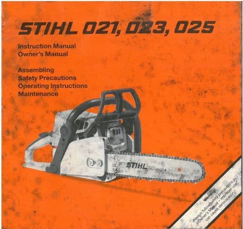 Stihl Chainsaw 021 023 025 Operators Manual