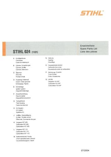 Stihl Chainsaw  024 Parts Manual