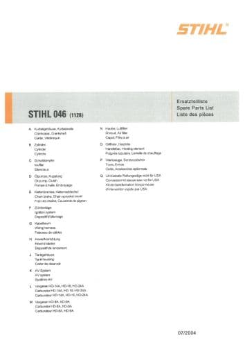 Stihl Chainsaw 046 Parts Manual