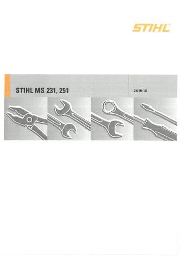 Stihl Chainsaw MS231 MS251 Workshop Service Manual
