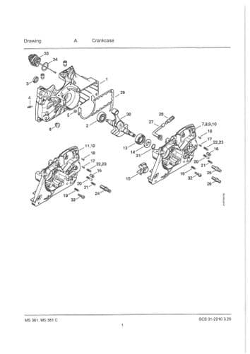 Stihl Chainsaw MS361 &MS361C - 1135 Parts Manual