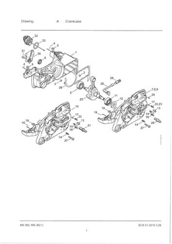Stihl Chainsaw MS362 & MS362C - 1140  Parts Manual