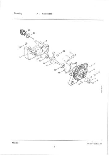 Stihl Chainsaw MS380 - 1119 Parts Manual