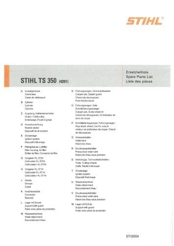 Stihl Concrete Saw TS350 -4201 Parts Manual