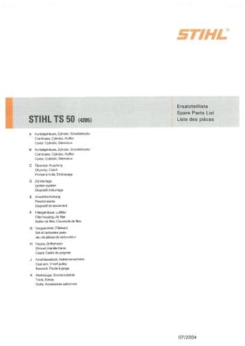 Stihl Concrete Saw TS50 -4205 Parts Manual