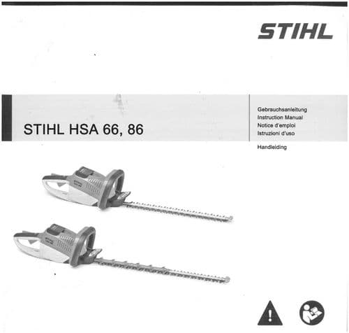 STIHL  Cordless Hedge Trimmer HSA66 HSA86 Operators Manual