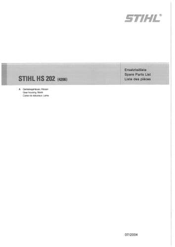 Stihl Hedge Trimmer HS202 - 4206 Parts Manual