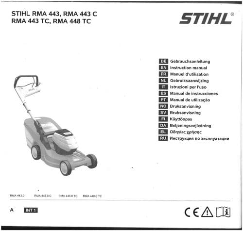 Stihl Walk Behind Mower RMA443 RMA443C RMA443TC RMA448TC Operators Manual - ORIGINAL