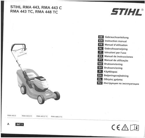 Stihl Walk Behind Mower RMA443 RMA443C RMA443TC RMA448TC Operators Manual