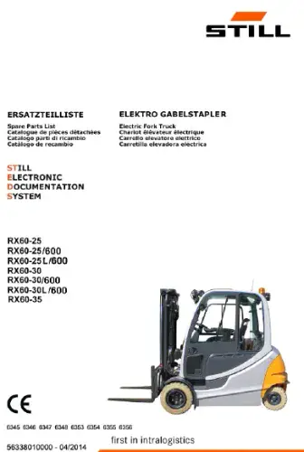 Still Forklift RX60-25 RX60-25/600 RX60-25L/600 RX60-30 RX60-30/600 RX60-30L/600 RX60 Parts Manual