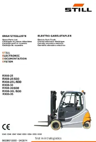 Still Forklift RX60-25 RX60-25/600 RX60-25L/600 RX60-30 RX60-30/600  RX60-30L/600 RX60 Parts Manual