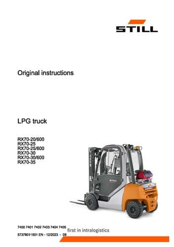 Still Forklift RX70-20-600, RX70-25,RX70-25-600, RX70-30, RX70-30-600, RX70-35 Workshop Manual