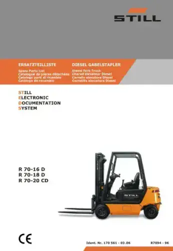 Still Forklift Truck R70-16D R70-18D R70-20CD Parts Manual