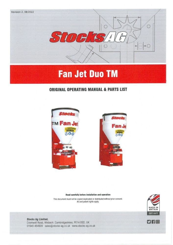 Stocks AG Fan Jet Duo TM Operators Manual and Spare Parts List
