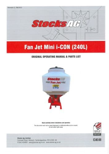 Stocks AG Fan Jet Mini I-Con 240L Operators Manual and Spare Parts List