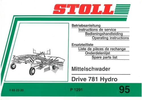 Stoll Rake Drive 781 Hydro Operators Manual with Parts Manual
