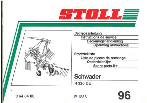 Stoll Rake R320DE Operators Manual with Parts Manual