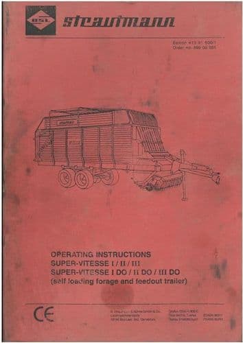 Strautmann Self-filling Forage Trailer Super-Vitesse I II III DO Forager Operators Manual