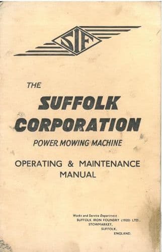 Suffolk Corporation Power Mowing Machine Lawn Mower Operators Manual with Parts List