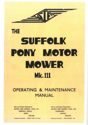 Suffolk Motor Mower Pony Mk3 Mark 3 Operators Manual