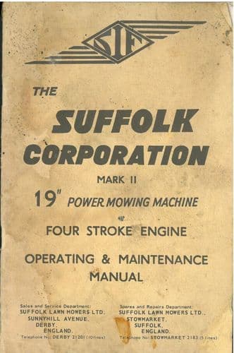 Suffolk Mower 19"  Power Mower Mk II Operators Manual with Parts List