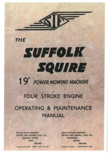 Suffolk Squire Power Mowing Machine 19" Operators Manual