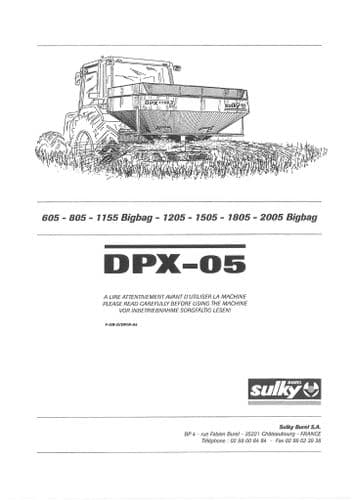 Sulky Fertiliser Bigbag DPX-05 - 605 805 1155 1205 1505 1805 2005 Operators Manual