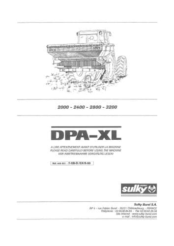 Sulky Fertiliser Spreader DPA-XL 2000 2400 2800 3200 Operators Manual