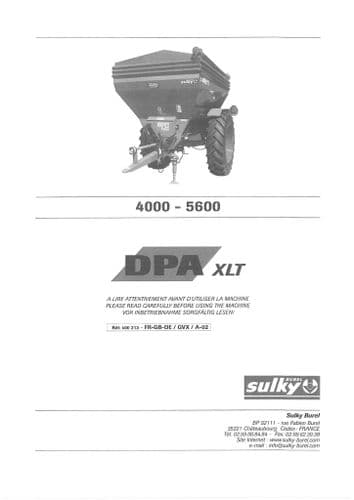 Sulky Fertiliser Spreader DPA-XLT 4000 5600 Operators Manual