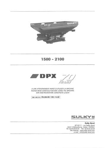 Sulky Fertiliser Spreader DPX70 1500 - 2100 Operators Manual
