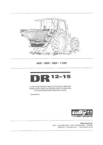 Sulky Fertiliser Spreader DR12-15 - 450 650 850 1150 Operators Manual