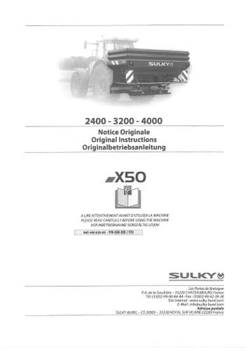 Sulky Fertiliser Spreader X50 2400 3200 4000 Operators Manual