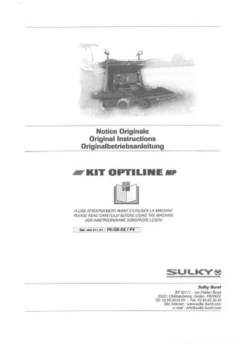 Sulky Seed Drill Optiline MP Operators Manual