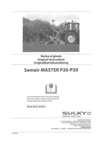 Sulky Seed Drill Seeder Master P20 P30 Operators Manual