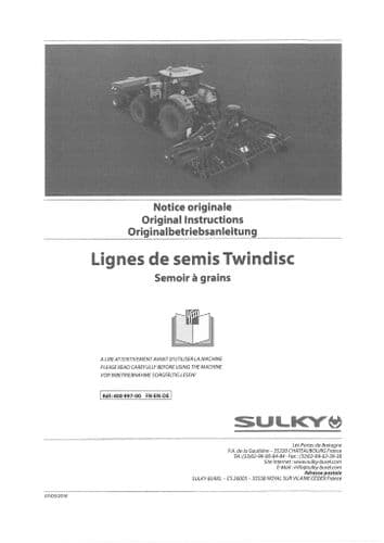 Sulky Seed Drill Seeding Lines Twin Disc Operators Manual