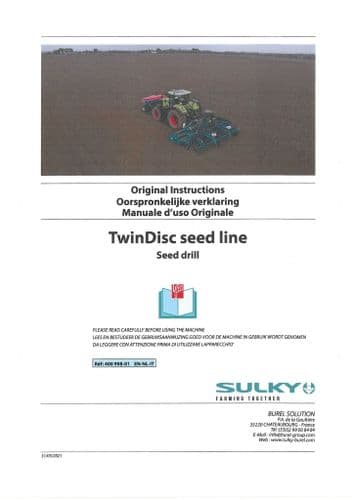 Sulky Seed Drill TwinDisc Seed Line Operators Manual