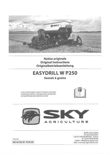 Sulky Sky Agricultural Seed Drill Easy Drill W P250 Operators Manual