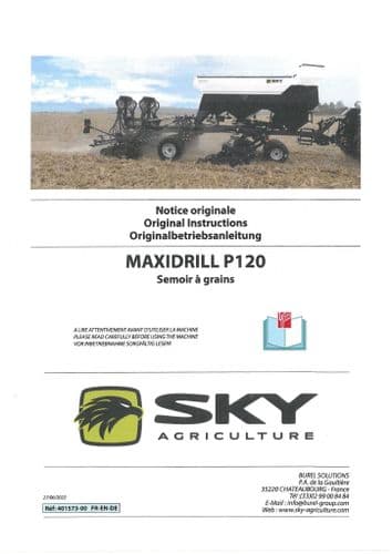 Sulky Sky Agricultural Seed Drill Maxi Drill P120 Operators Manual
