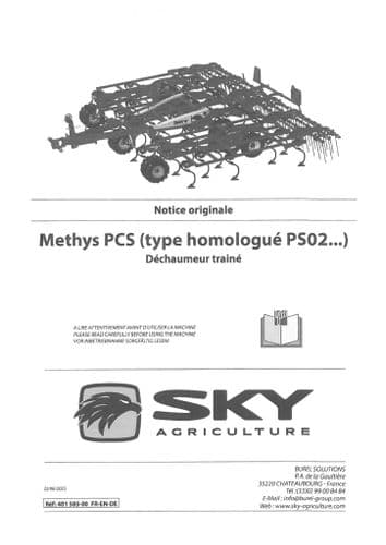 Sulky Sky Agricultural Stubble Cultivator Methys PCS Operators Manual