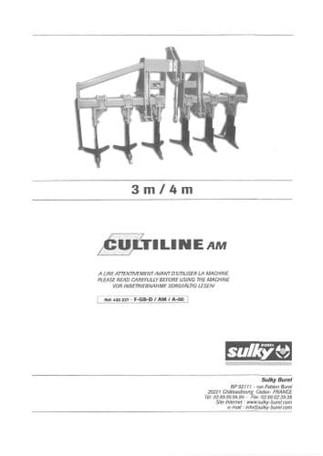 Sulky Soil Separation Cultline AM 3M 4M Operators Manual