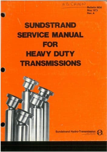 Sunderstrand Heavy Duty Transmissions Workshop Service Repair Manual