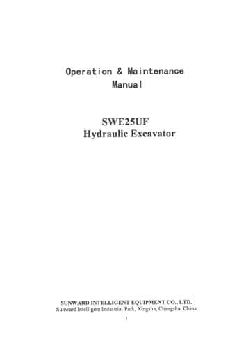 Sunward Excavator SWE25UF Operators Manual