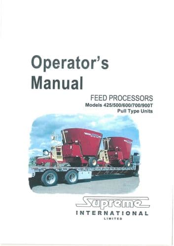 Supreme Feed Processors 425 500 600 700 900T Operators Manual