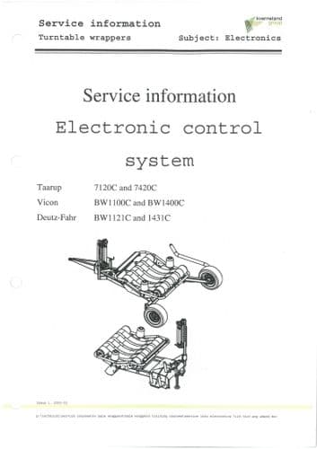 Taarup 7120C 7420C Vicon BW1100C BW1400C Deutz Fahr BW1121C & 1431C Bale Wrapper  Electronics Manual