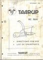 Taarup Forage Harvester DC1500 Operators Manual with Parts List - DC 1500 - ORIGINAL