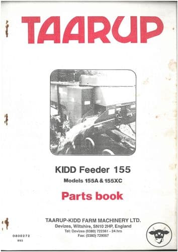 Taarup Kidd Feeder 155 Models 155A 155XC Parts Manual