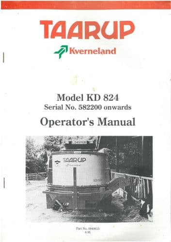 Taarup Kverneland KD824 Bale Chopper Operators Manual