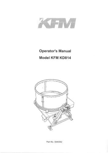 Taarup Kverneland Straw Chopper KD814 (same as Kidd 804) Operators Manual - KD 814