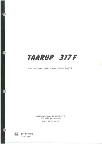 Taarup Mower 317F Parts Manual - 317 f